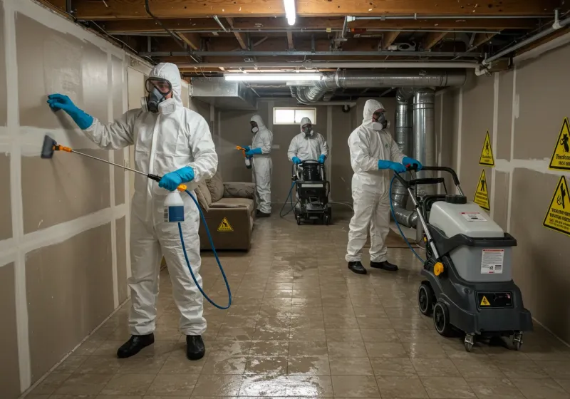 Basement Moisture Removal and Structural Drying process in Brownstown, IN